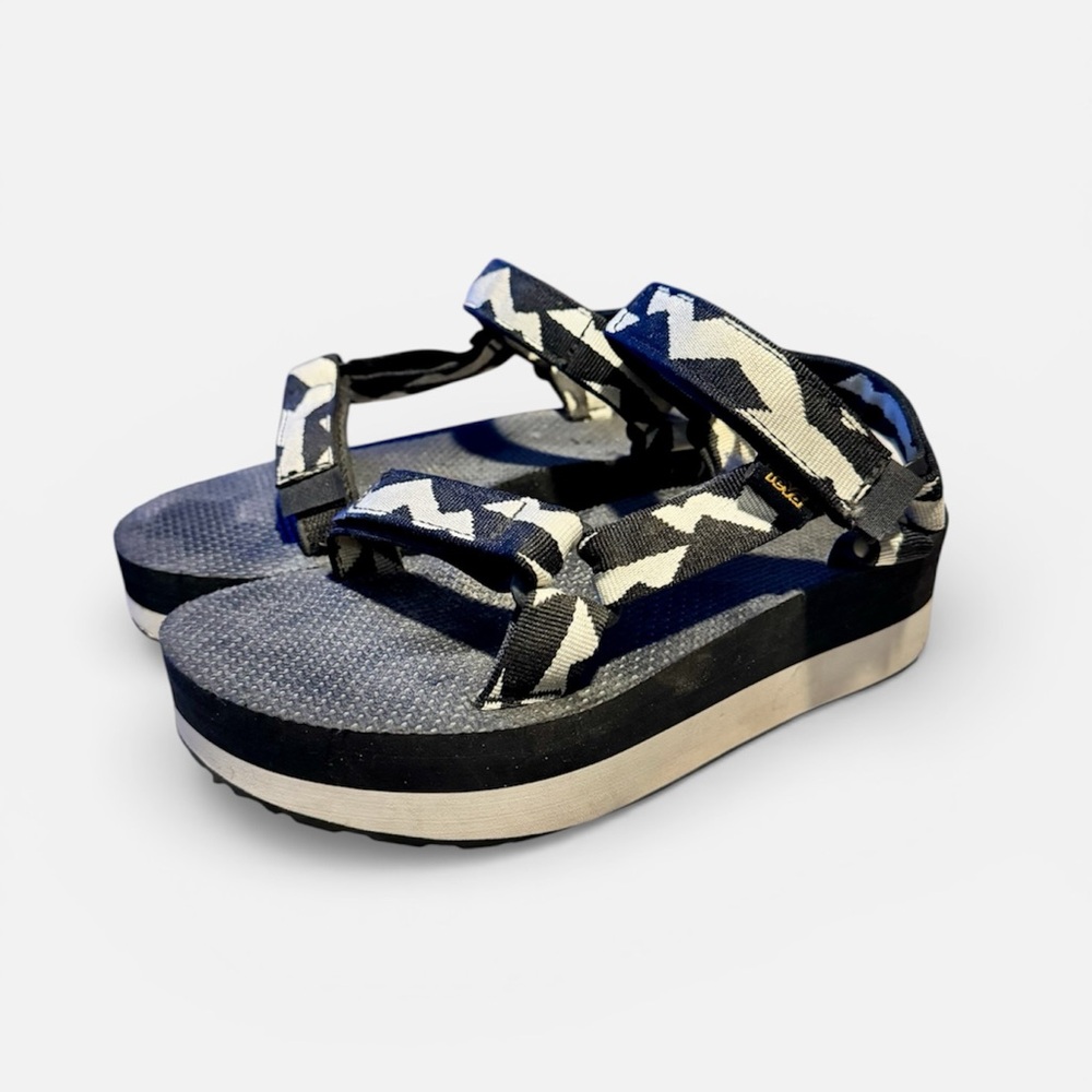 Teva Platform Universal Flatform Sandals Black Wh… - image 3